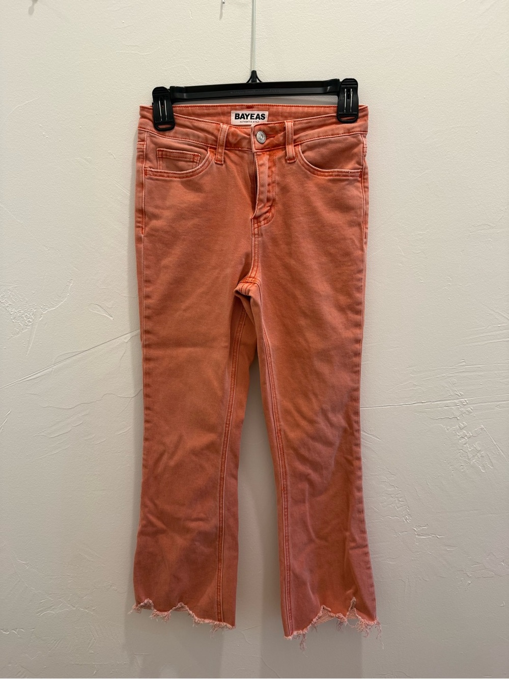 BAYEAS MID RISE CROP FLARE JEANS TANGERINE TANGO